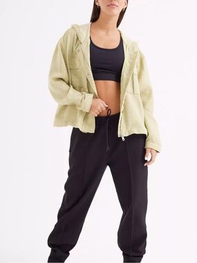 Avec Les Filles Light Light Green Slub Weave Tweed  Zip Up Jacket Shacket M